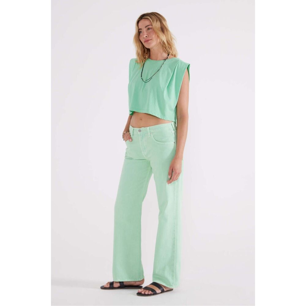 Ética Amis Relaxed Boot Cut Jeans in Dusty Aqua Size 28